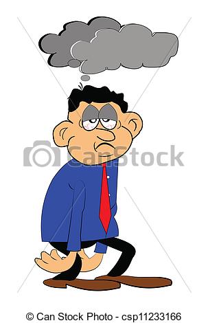 Clip Art Vector Of Gloomy Monday   Man On Monday Dreading The Whole    