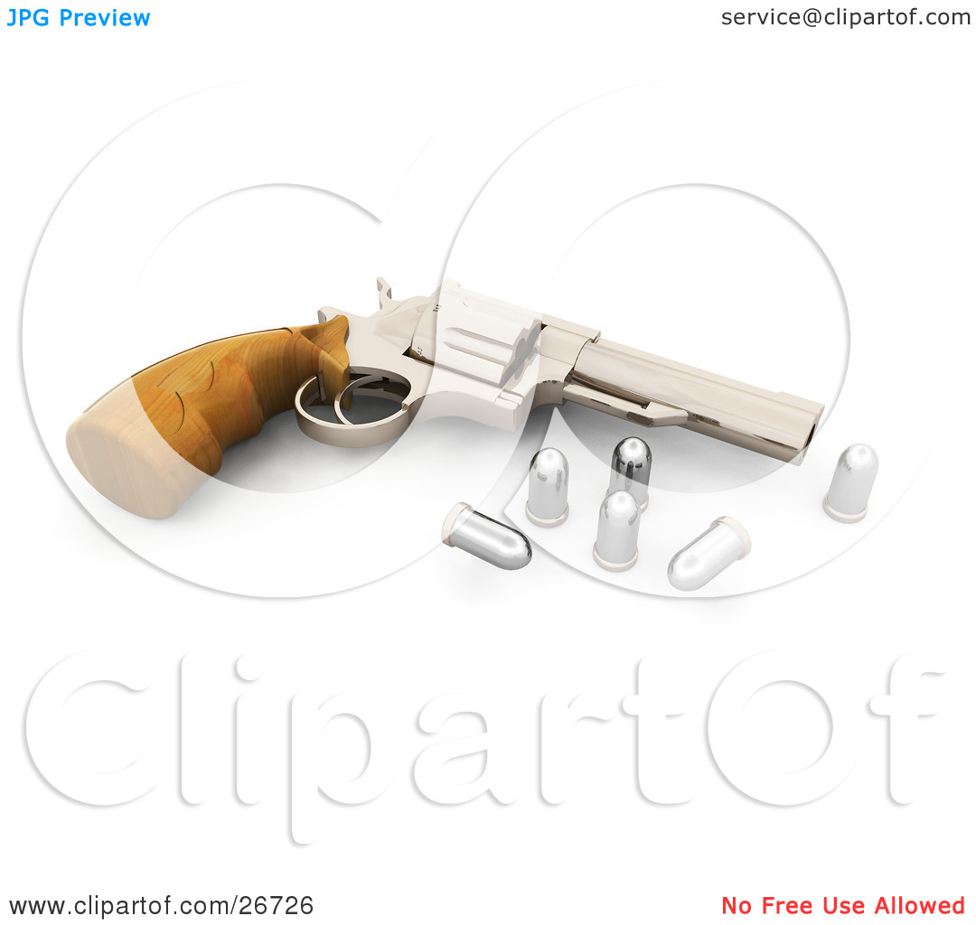 Clipart Illustration Of A Wooden Handled Hand Gun Resting Beside