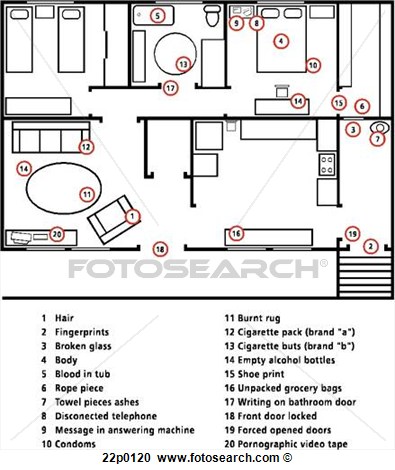 Clipart Of Evidence Floor Plan 22p0120   Search Clip Art Illustration