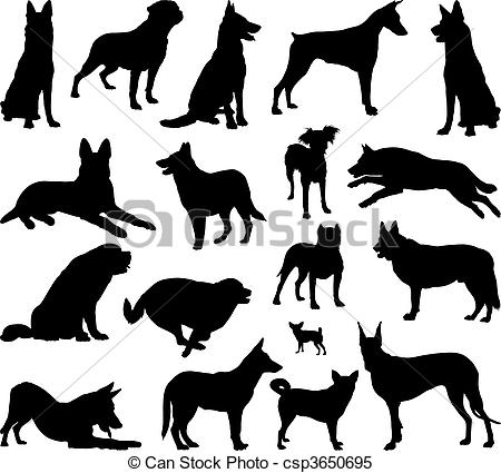 Clipart Vector Of Dog Silhouette Vector   Illustration Of Dog Breeds