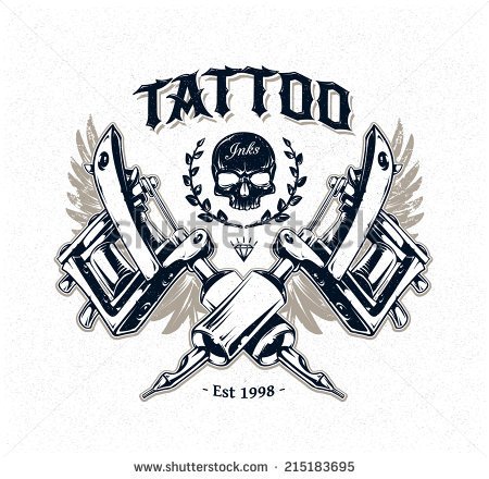 Cool Authentic Tattoo Studio Poster Template With Tattoo Machines And