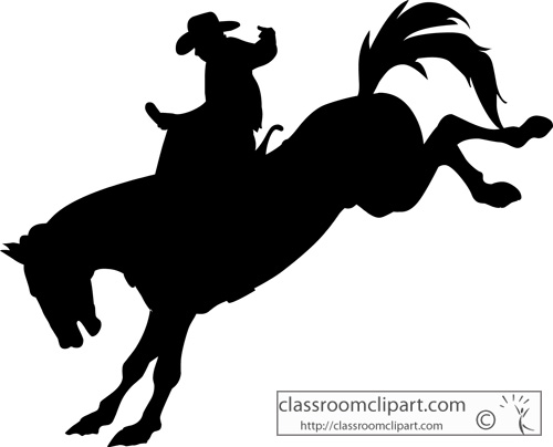 Cowboys   Cowboy Riding Horse Silhouette   Classroom Clipart