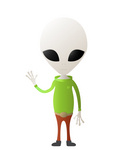 Cute Space Alien Character Giving High Five