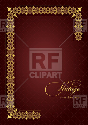 Elegant Ornamental Golden Frame On Burgundy   Theatrical Brochure