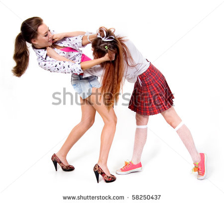 Girls Fighting Clipart Two Girls Fighting On A White