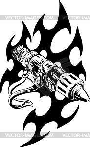 Gun Flame Tattoo   Vector Clip Art