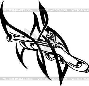 Gun Tribal Tattoo   Vector Image
