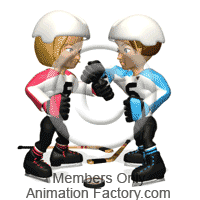 Hockey Girls Fighting Animated Clipart