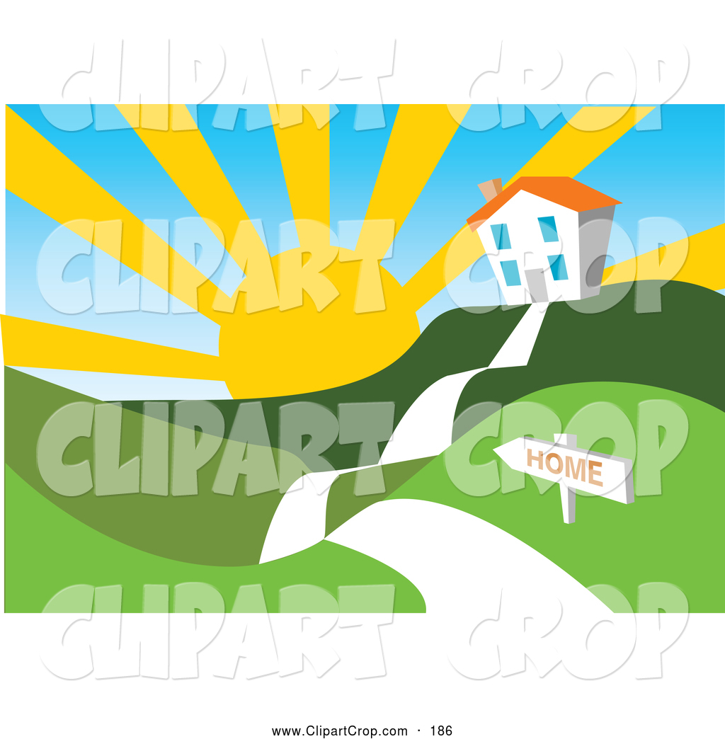 Larger Preview  Clip Art Vector Of A Bright Sun Rising Over A White