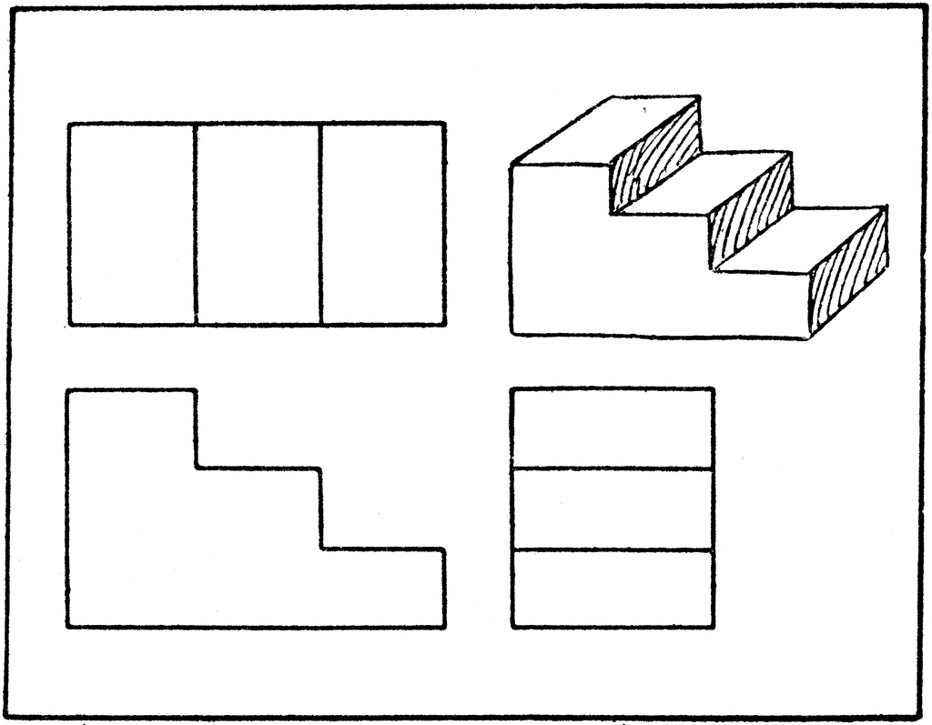 Orthographic Projection Of Stairs   Clipart Etc