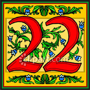 Red Number 22 With Flowers   Royalty Free Clipart Picture