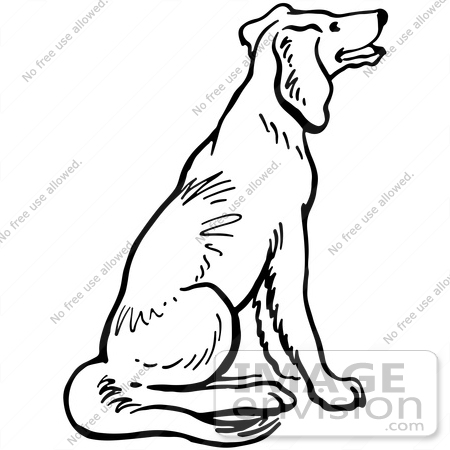 Royalty Free Clipart Illustration Of A Happy Sitting Dog In Black And