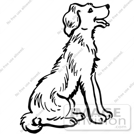 Royalty Free Clipart Illustration Of A Happy Sitting Dog In Black And