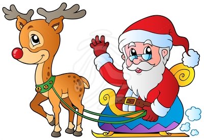 Santa Claus And Reindeer Clipart Vector And Pictures