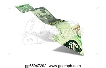 Stock Illustration   Australian Dollar Bank Note Downward Trend Arrow