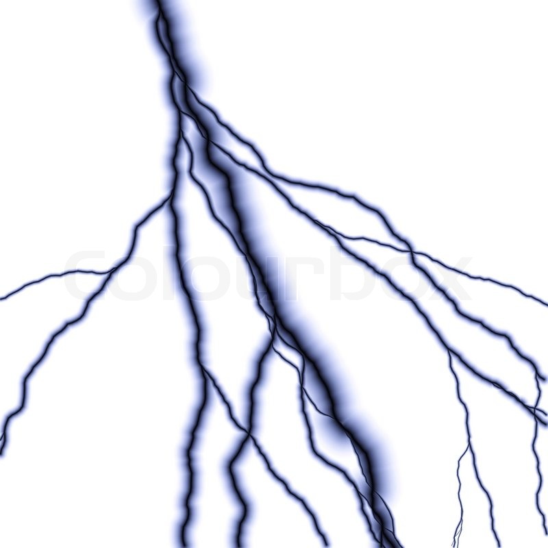 Stock Image Of  Bolts Of Lightning Isolated Over A White Background