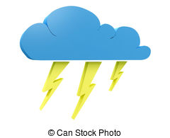 Storm Cloud With Lightining Isolated Over A White Background
