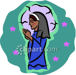 Woman With Her Hands Folded In Prayer   Royalty Free Clipart Picture