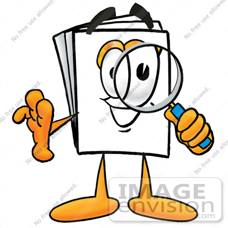 26094 Clip Art Graphic Of A White Copy And Print Paper Cartoon    