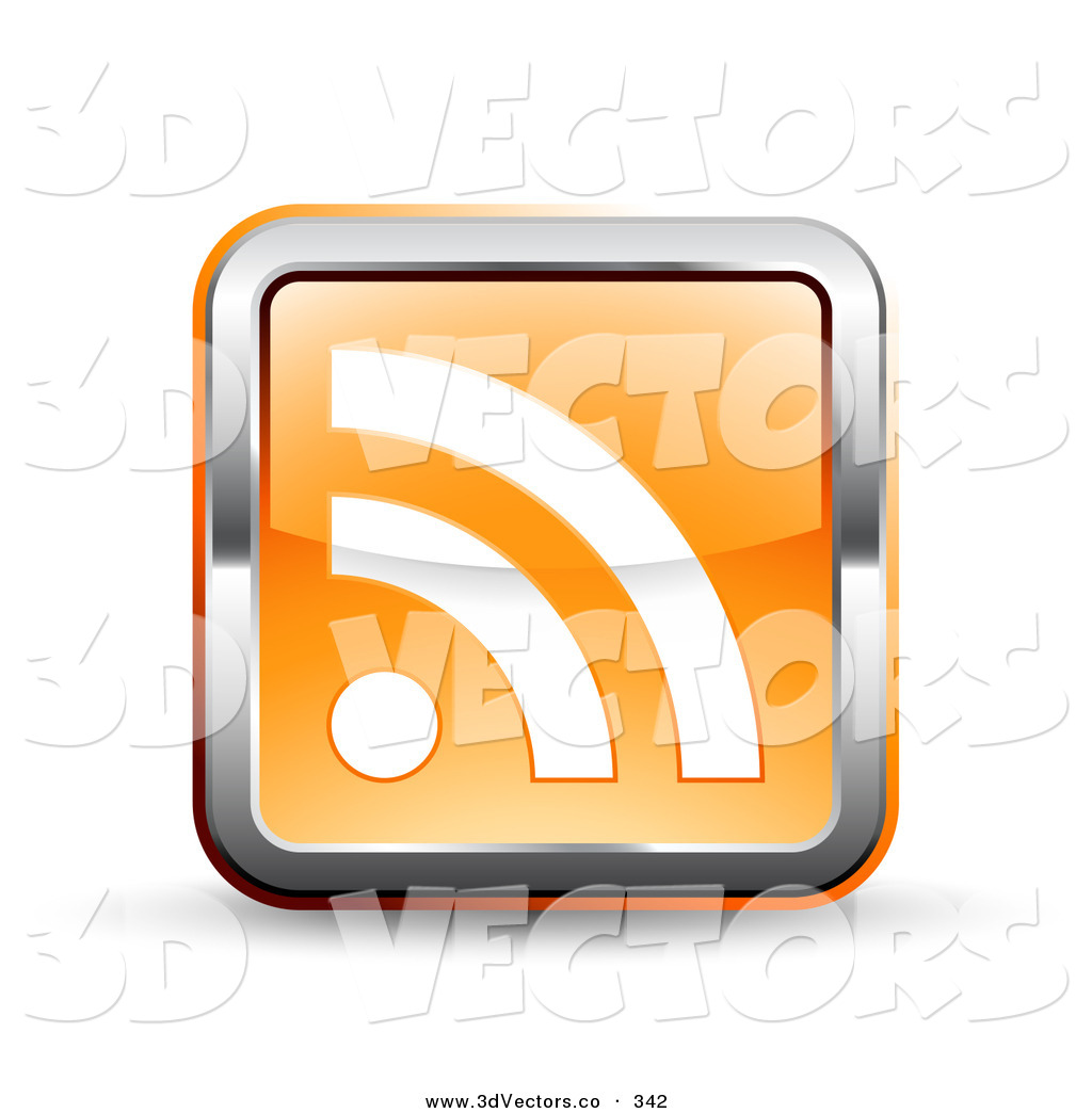 3d Vector Clipart Of A 3d Orange Square Rss Symbol Button With A