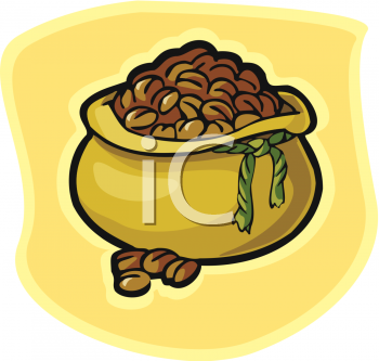 Bag Of Coffee Beans   Royalty Free Clip Art Illustration