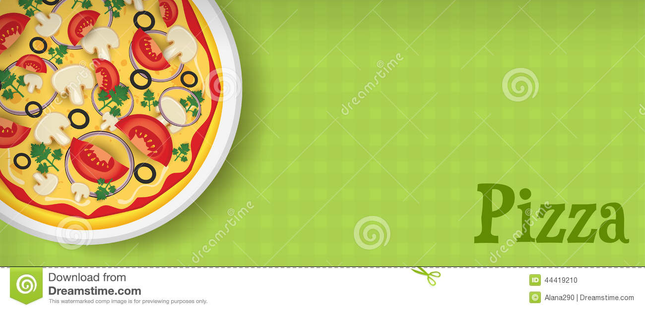 Banner Template Green Background With Pizza