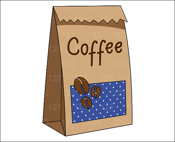 Blue Coffee Bag Coffee Beans Single Digital Clip Art   1 Png On Etsy