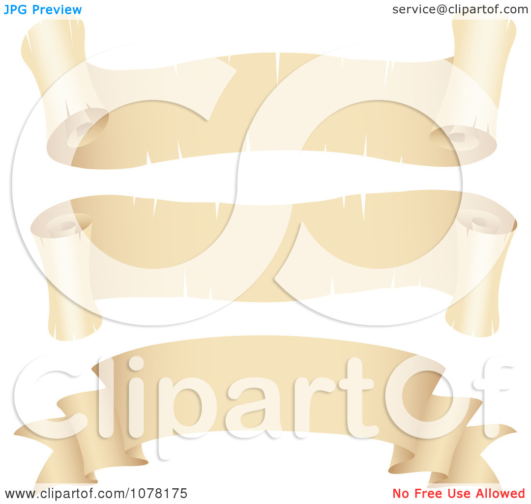 Clipart 3d Blank Aged Parchment Ribbon Banners   Royalty Free Vector