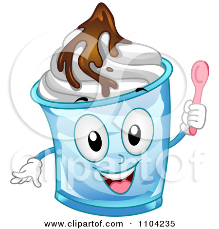 Clipart Happy Frozen Yogurt Sundae Mascot Holding A Spoon   Royalty    