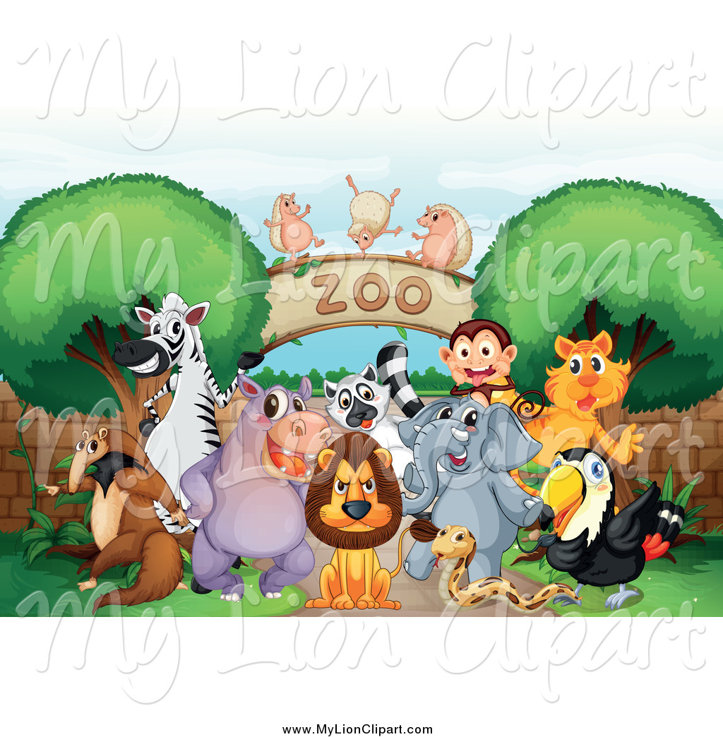 Clipart Of Zoo Animals At An Arch Entrance By Colematt    1087