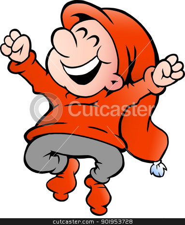 Drawn Vector Illustration Of An Very Happy Elf Stock Vector Clipart