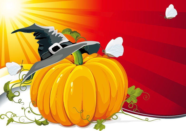 Halloween Pumpkin With Ray Background Vector Illustration   Free