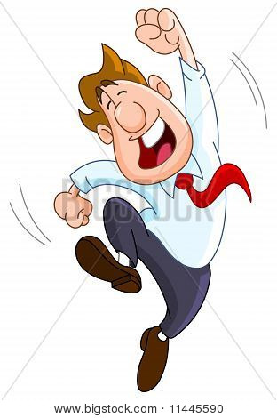 Picture Or Photo Of Vector Cartoon Of A Very Happy Businessman