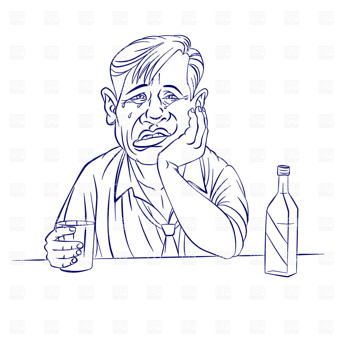 Sad Man With Faceted Tumbler And Bottle   Drunkard 6729 Download