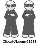 Sketched Design Mascot Men In Sunglasses And Black Suits Standing With