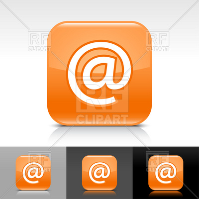 Square Orange Push Button With At Sign Download Royalty Free Vector