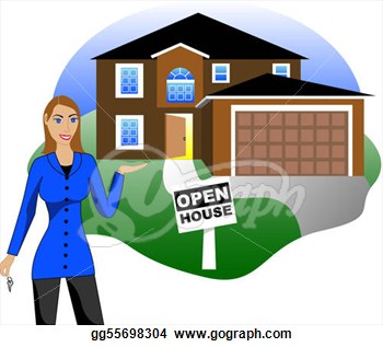 Stock Illustration   Open House With Agent  Clipart Drawing Gg55698304