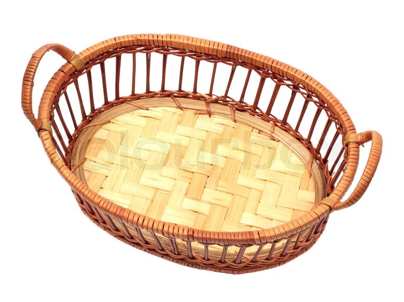 Stock Image Of  Empty Wooden Basket Isolated On White Background 