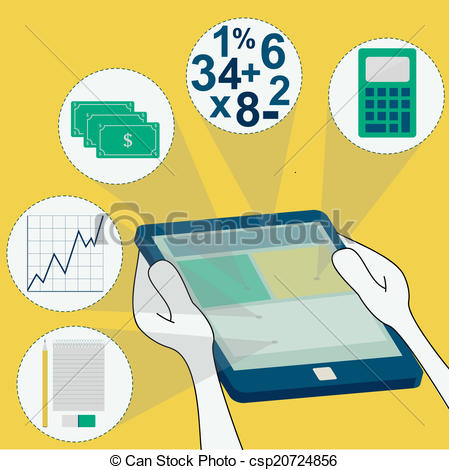 Vector   Symbols Of Accounting In Tablet   Stock Illustration Royalty