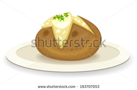 Baked Potato With Butter On A Plate Vector