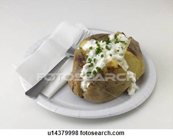 Baked Potato With Cottage Cheese   Chives View Large Photo Image