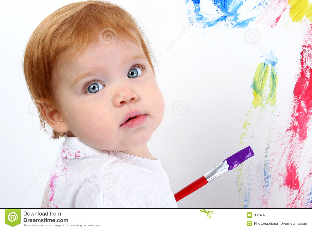 Beautiful Baby Girl Painting On Poster Board Royalty Free Stock