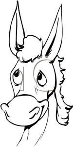 Black And White Donkey Head   Royalty Free Clipart Picture