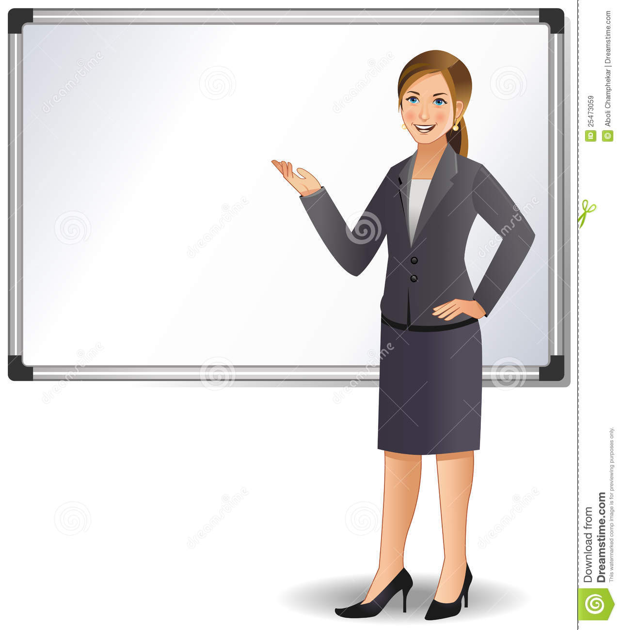 Businesswoman In Front Of A Whiteboard About To Begin A Presentation 