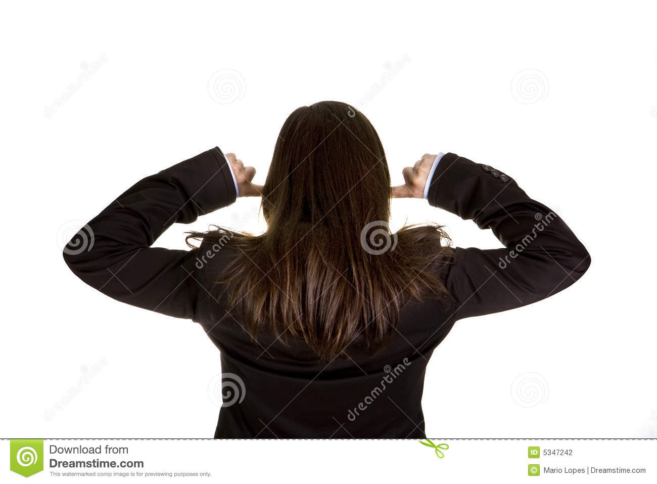 Businesswoman With Both Fingers In The Ears Stock Photography   Image
