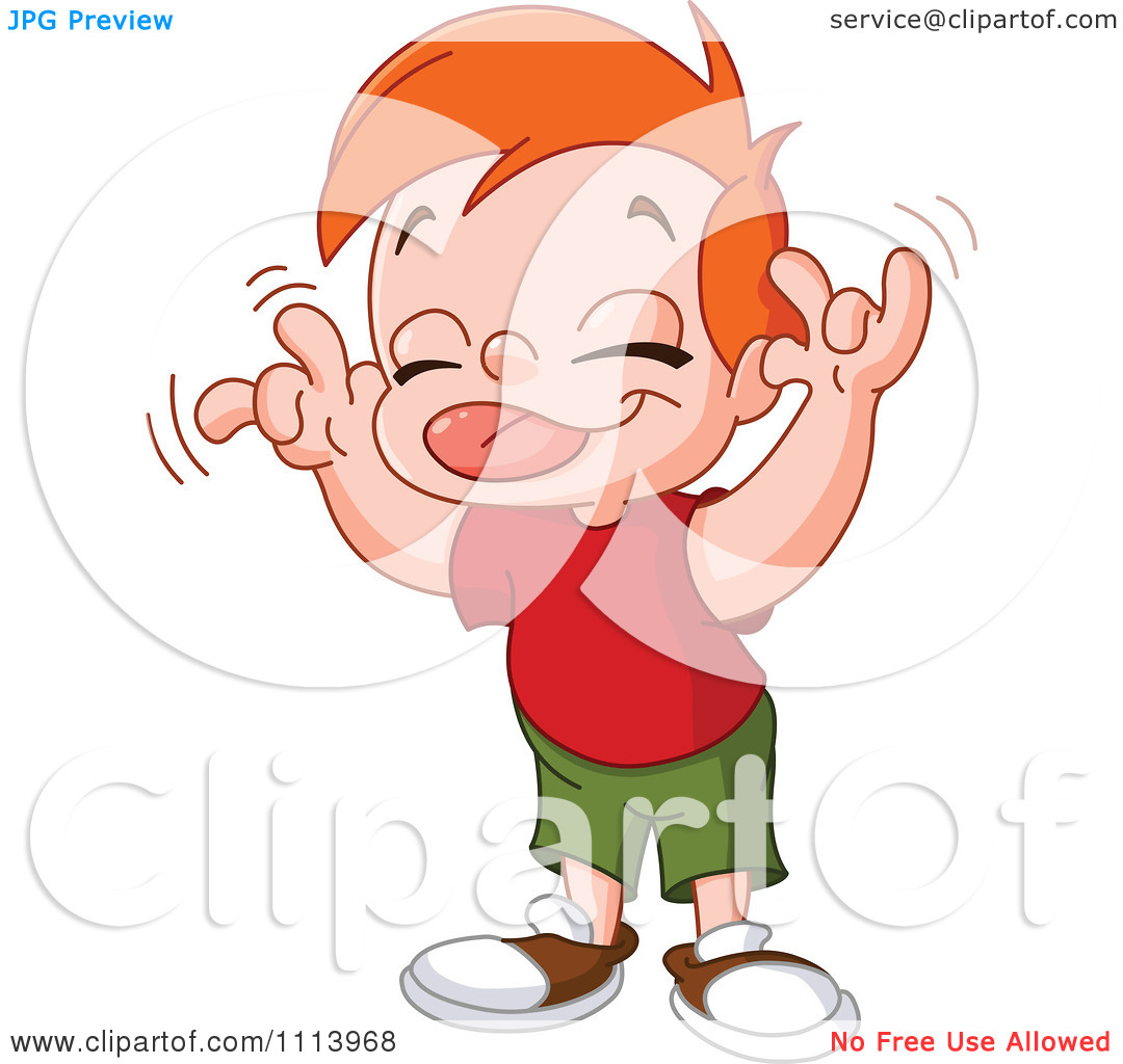 Clipart Boy Teasing Sticking His Tongue Out And Wiggling His Fingers