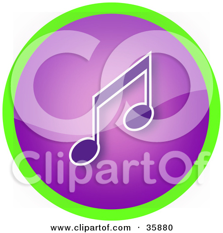 Clipart Illustration Of A Shiny Purple Music Note Icon Button By