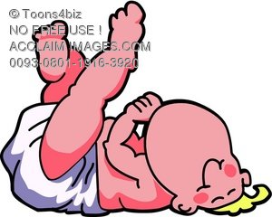 Clipart Illustration Of Cartoon Baby Lying On Its Back   Acclaim Stock