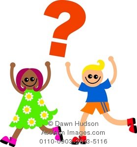 Clipart Illustration Of Two Happy Kids Asking Questions