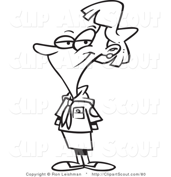 Clipart Of A Coloring Page Design Of A Female Scout Leader By Ron